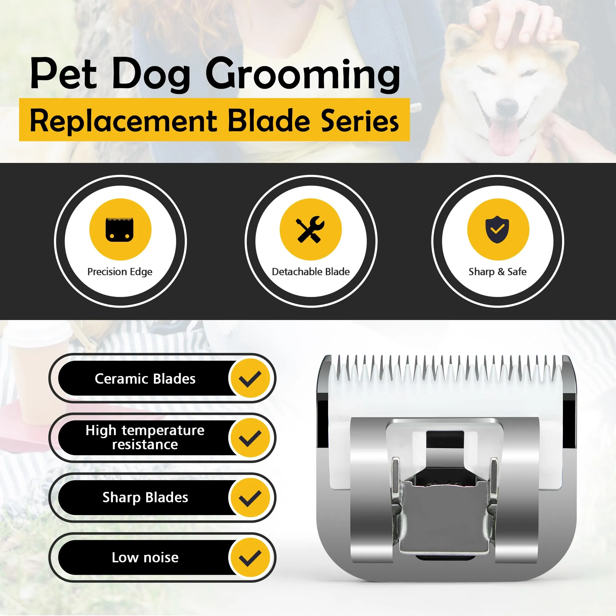 10 Blades Pet Grooming Blades Compatible with Andis/wahl/Oster Dog Clippers, Detachable Clipper Replacement Blade,Black,Size 10 Blade 1/16", Made of Ceramic and Stainless Steel Blade