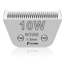10W wide, removable blades for pet grooming, compatible with Heiniger/Moser Max45/Andis/Oster A5 clippers, cutting length 1/16 inch (1.5mm) 10w 1.5mm