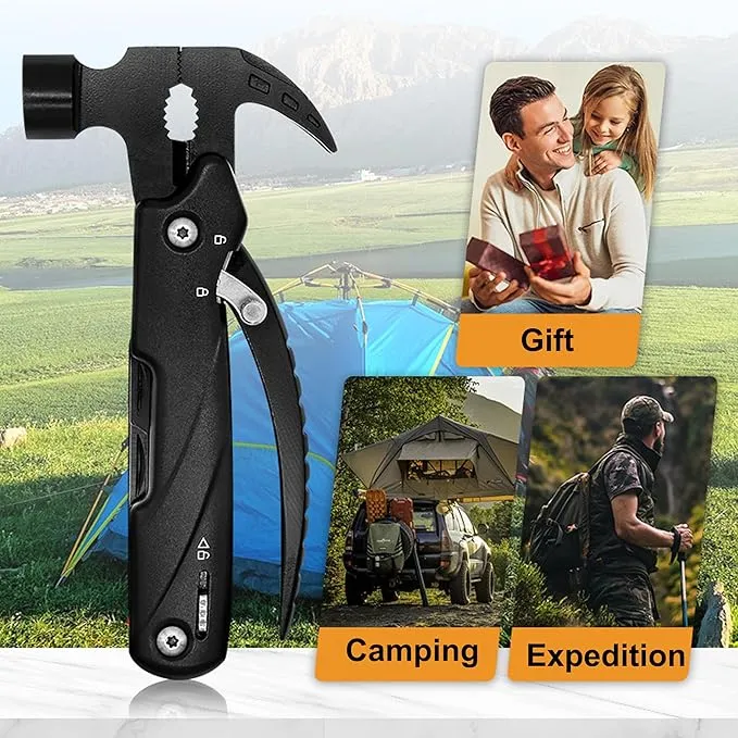 12 in 1 Hammer Multitool Dad Gifts, Father's Day Gifts for Dad, Birthday Gifts for Men, Him, Grandpa, Camping Essentials Camping Gear Tools for Men