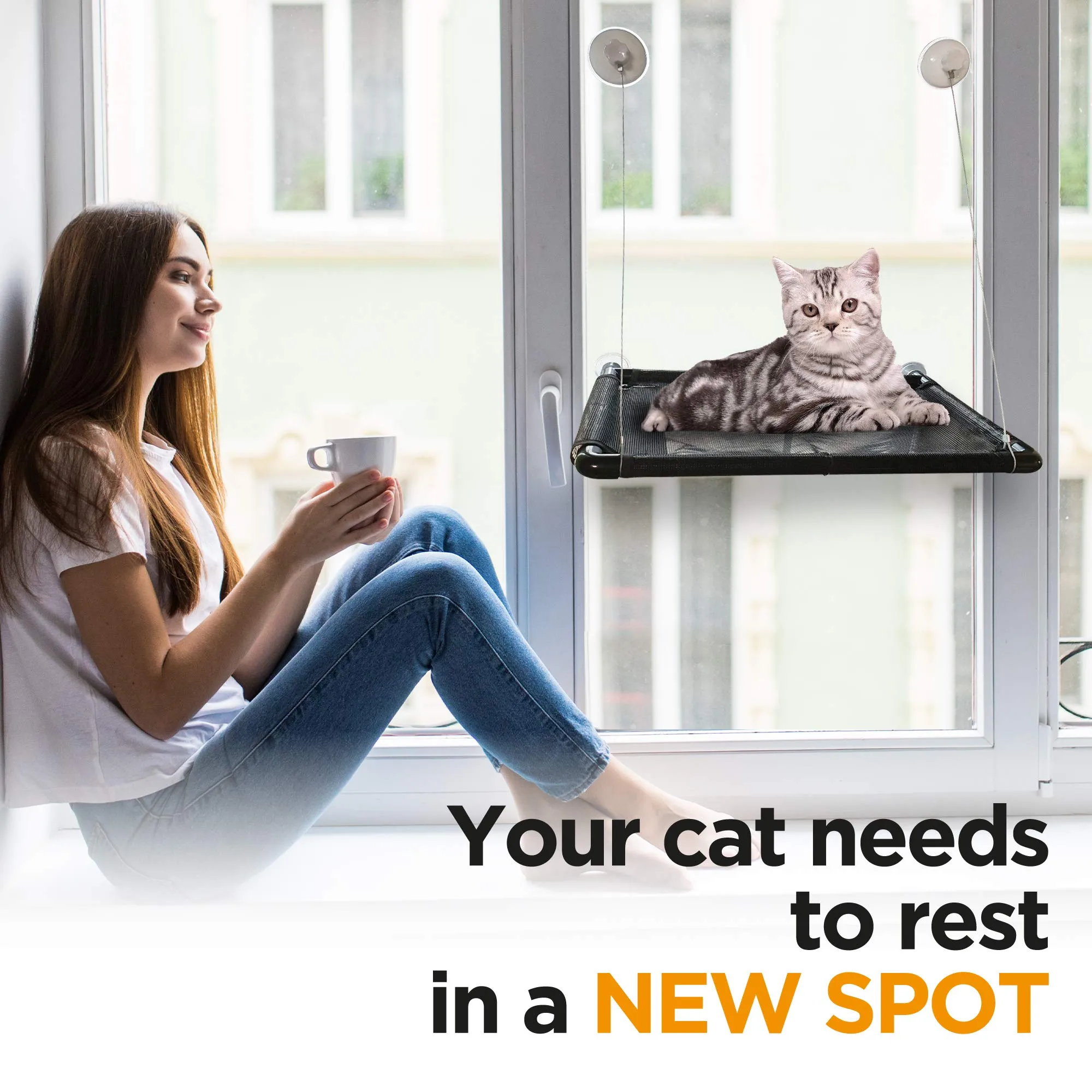 12 STAIR -cat Window Perch, cat Window Bed, cat Hammock, cat Window Perch for Large cat Window seat, cat Exercise, cat Window Perch for Holds Two Large Cats Safe,Window Shelf for Indoor