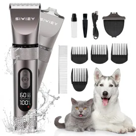 2 in 1 Dog Grooming Clippers with Small Trimmer, 3-Speed High Power Quiet Rechargeable Dog Shaver Hair Clippers Kit, USB Cordless Electric for Dog, Cat, Pet