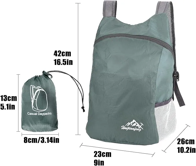 20L Ultra Lightweight Foldable Backpack Small Hiking Rucksack Ultralight Water Resistant Travel Packable Daypack for Men Women for Outdoor Sport Travelling Walking Hiking Camping Biking (Gray A)