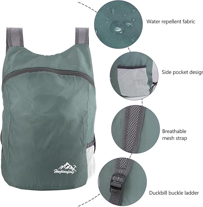 20L Ultra Lightweight Foldable Backpack Small Hiking Rucksack Ultralight Water Resistant Travel Packable Daypack for Men Women for Outdoor Sport Travelling Walking Hiking Camping Biking (Gray A)