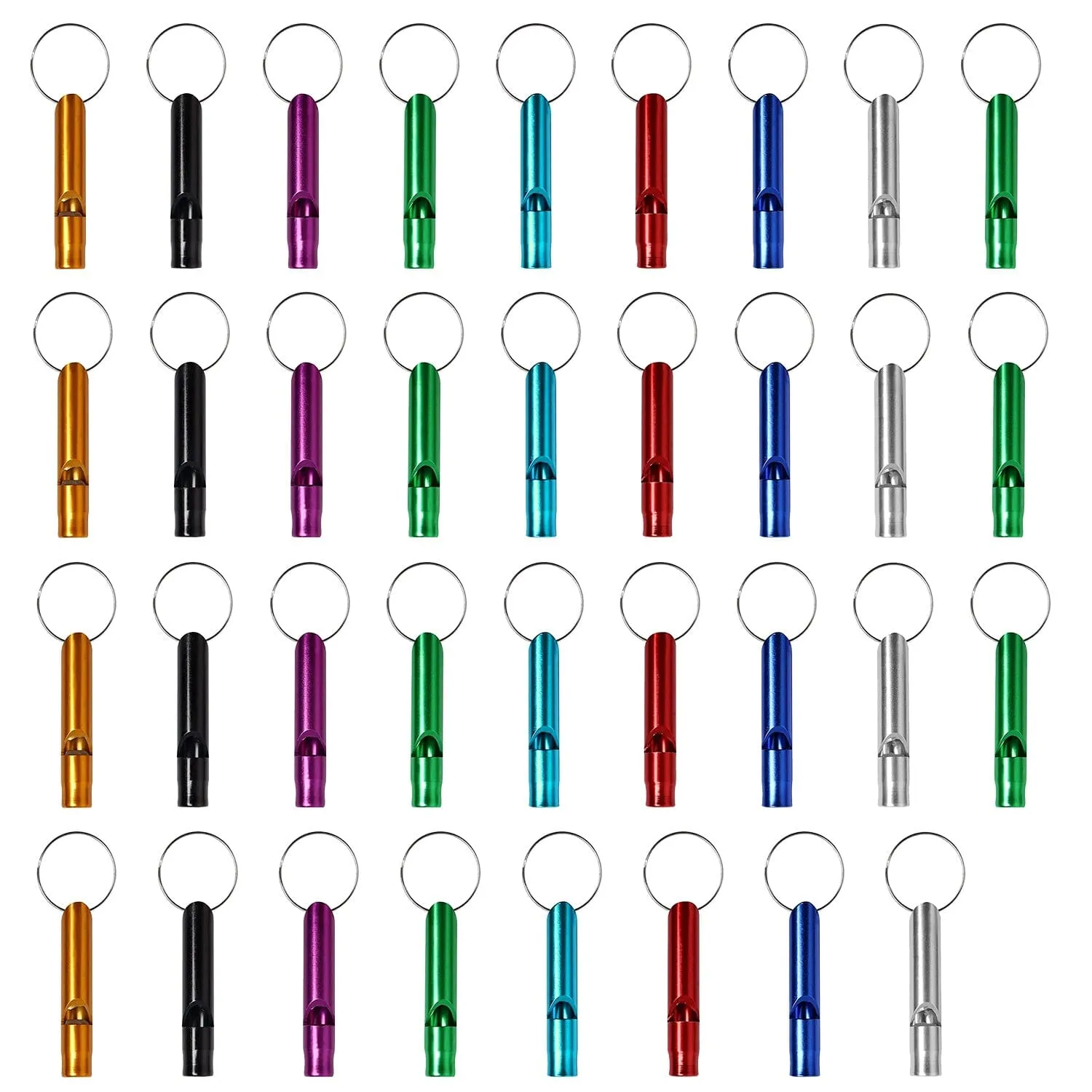 35-Pieces: Emergency Whistle Extra Loud with Key Chain Ring