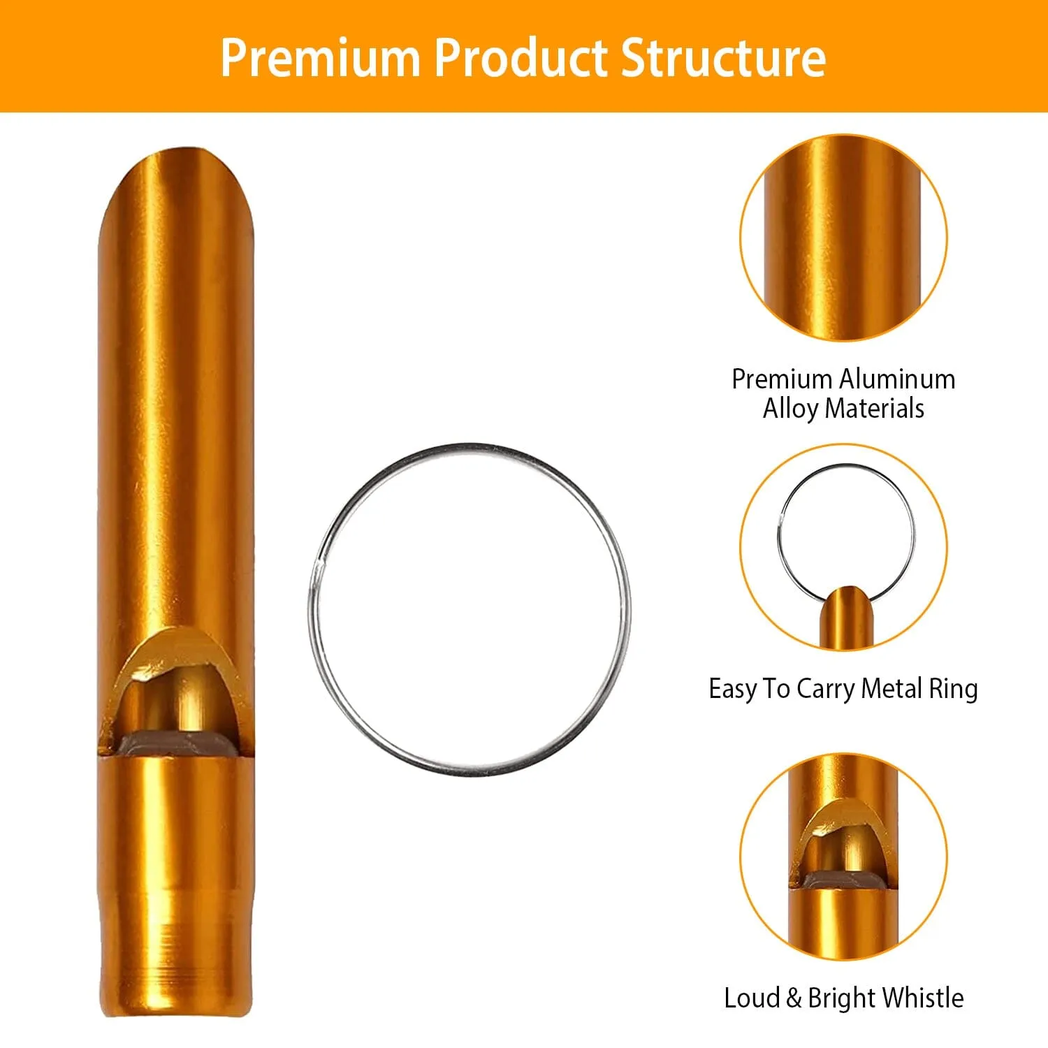 35-Pieces: Emergency Whistle Extra Loud with Key Chain Ring