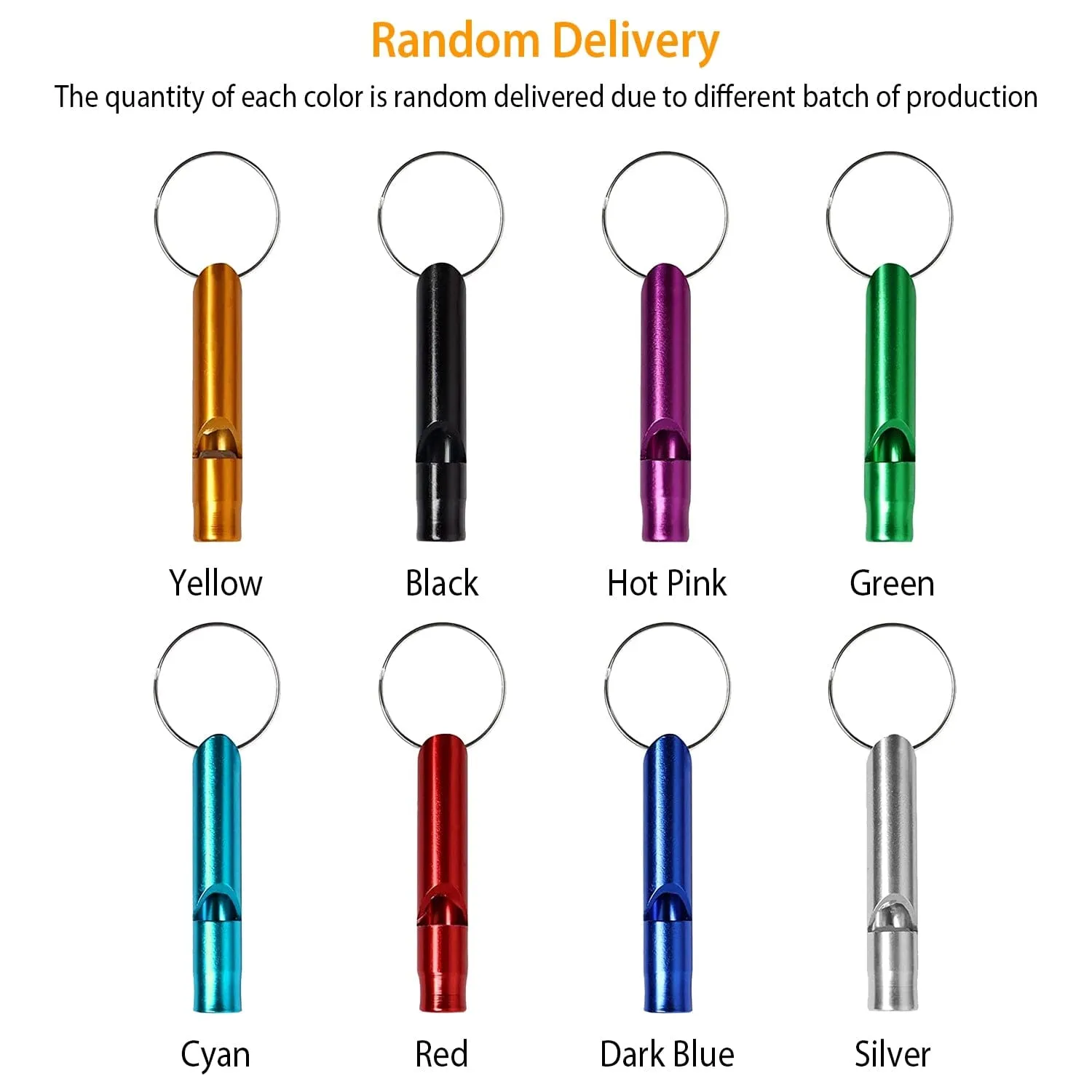 35-Pieces: Emergency Whistle Extra Loud with Key Chain Ring