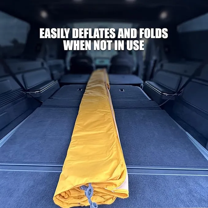 Air Bed, Compatible with Rivian R1S and Mercedes EQS, Heavy-Duty Inflatable Backseat Car Mattress with Air Pump and Storage Bag, Camping and Travel Gear, 84x53x4-Inches, Yellow