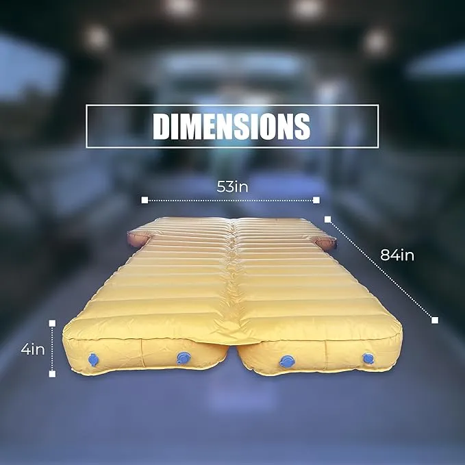 Air Bed, Compatible with Rivian R1S and Mercedes EQS, Heavy-Duty Inflatable Backseat Car Mattress with Air Pump and Storage Bag, Camping and Travel Gear, 84x53x4-Inches, Yellow