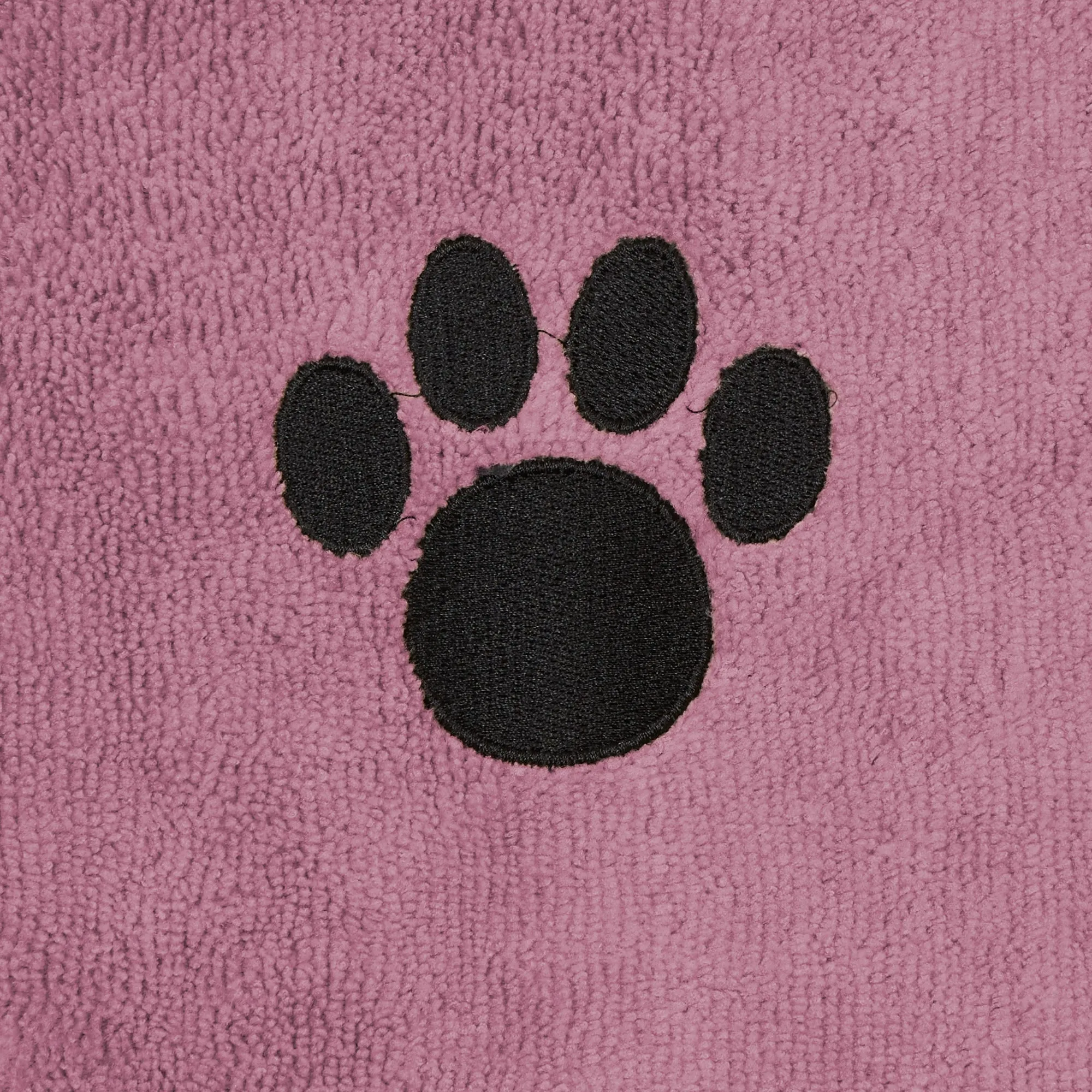 Bone Dry Terry Microfiber Pet Robe, Embroidered Paw Print - Rose - Small, 10-20 lbs
