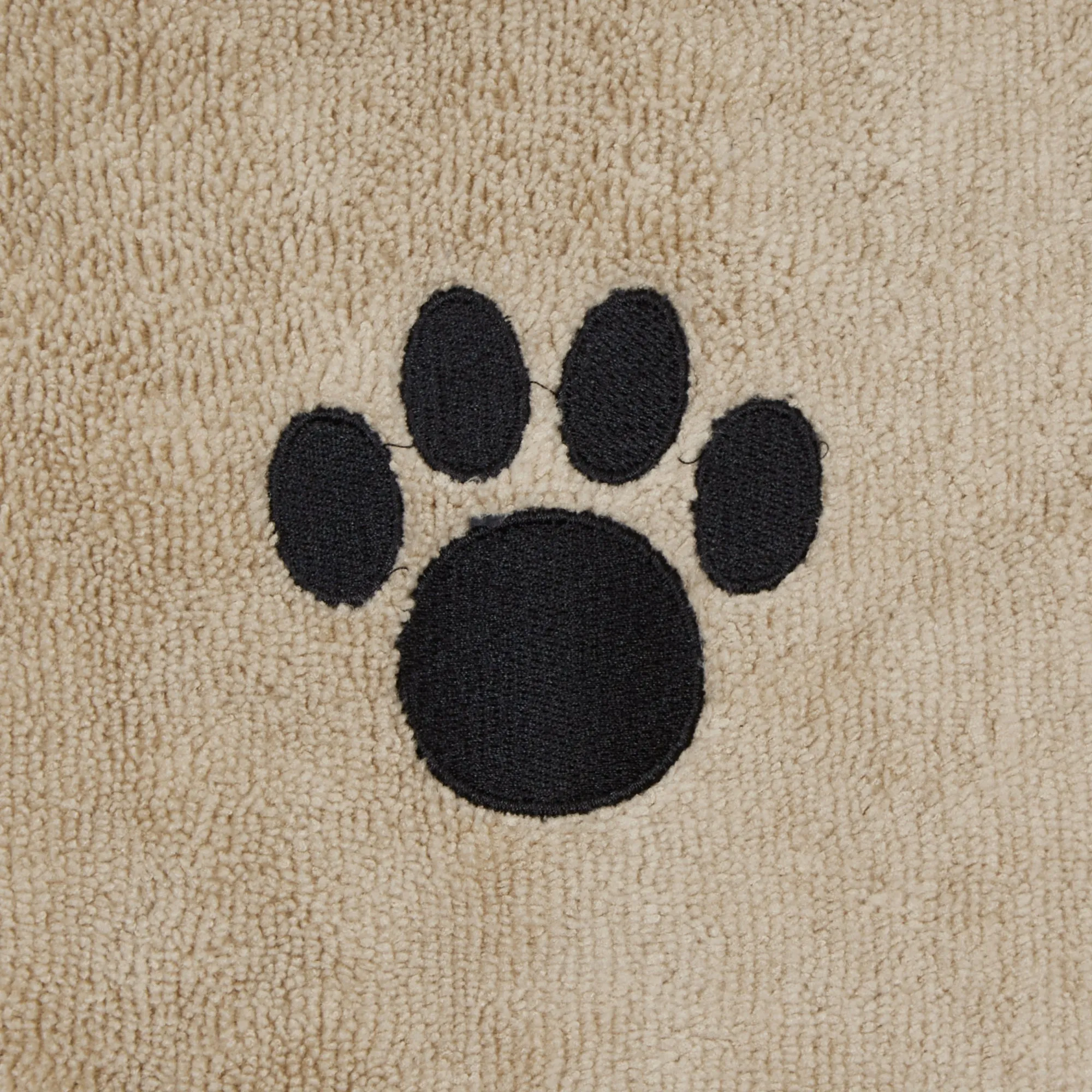 Bone Dry Terry Microfiber Pet Robe, Embroidered Paw Print - Taupe - Medium, 20-35 Lbs