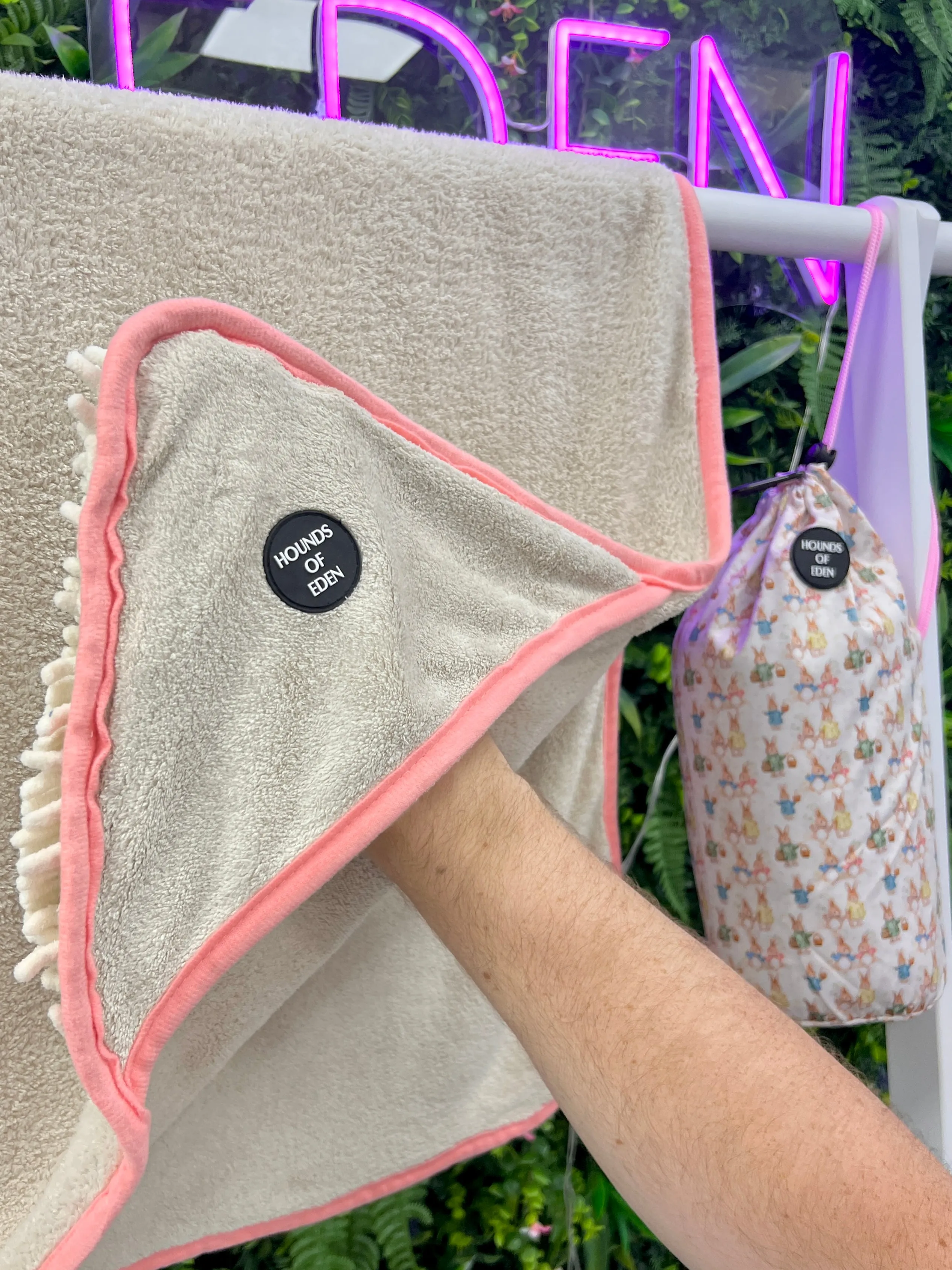 Bunny Tales Pink - Dog Towel   Carry Bag