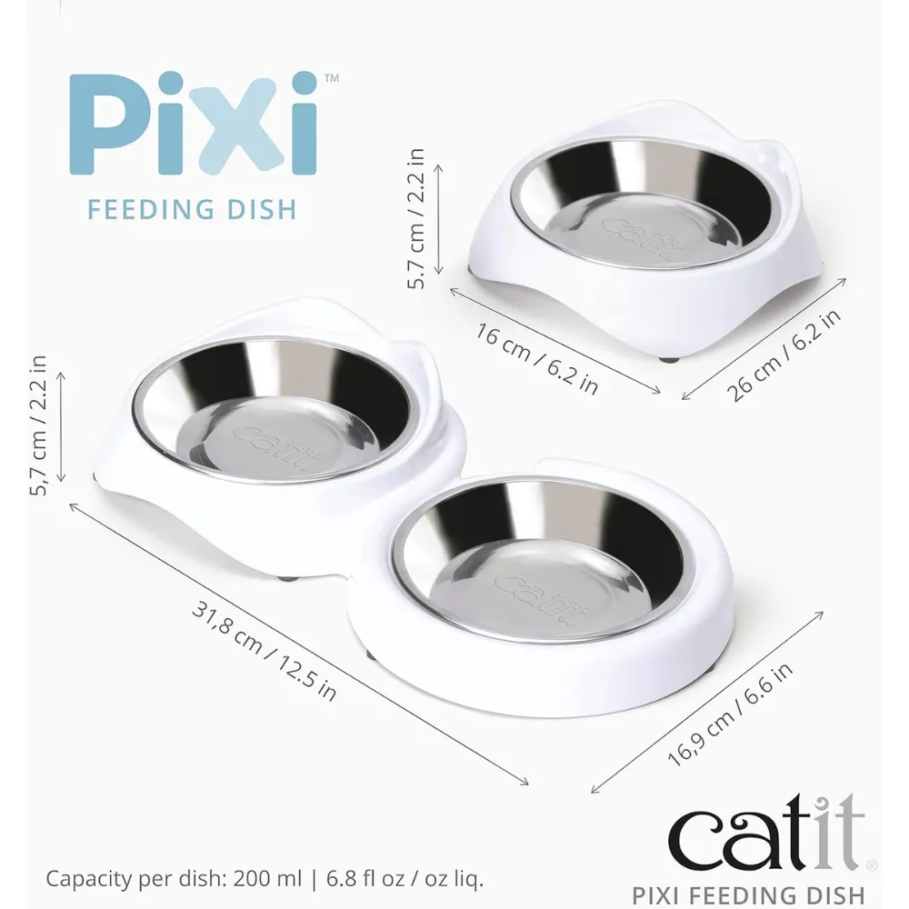 Catit Pixi Double Food Dish White
