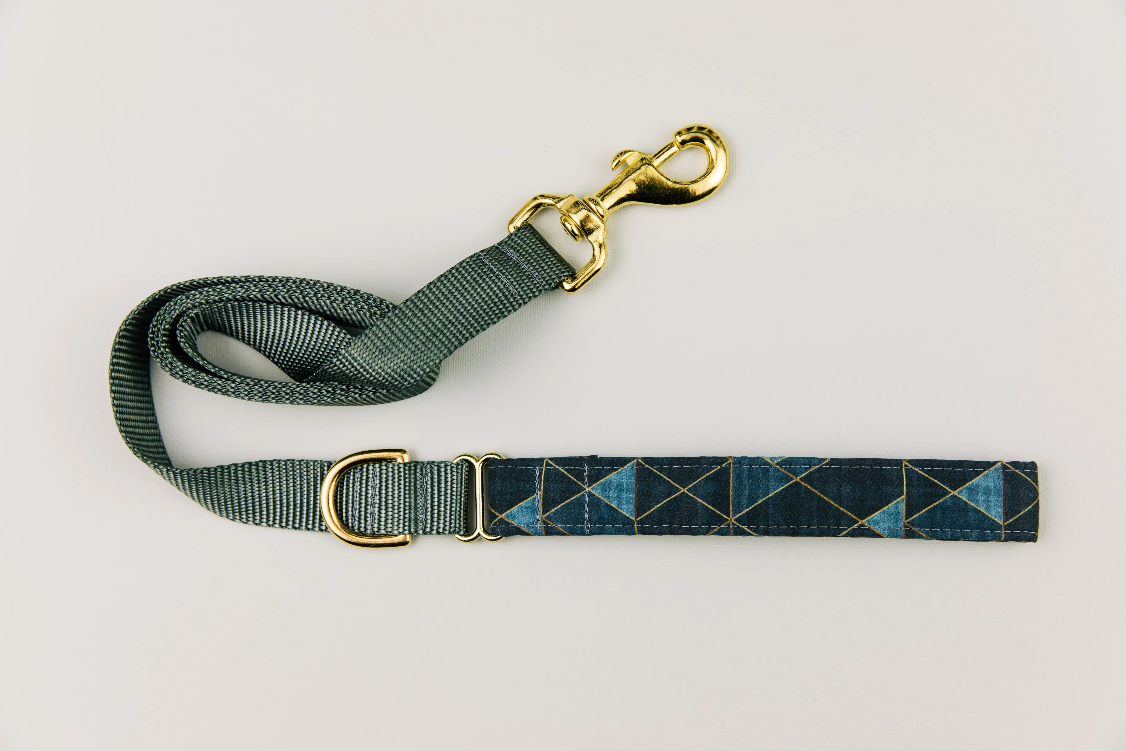 Charcoal and Gold Geometric Matching Dog Leash