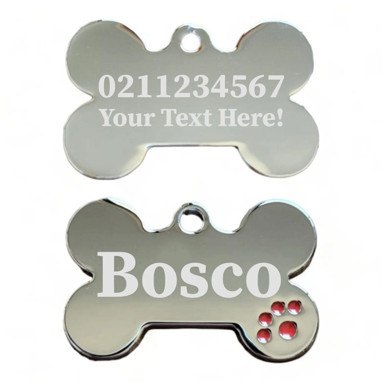Custom Text | Dot Paw Bone | Dog ID Pet Tag