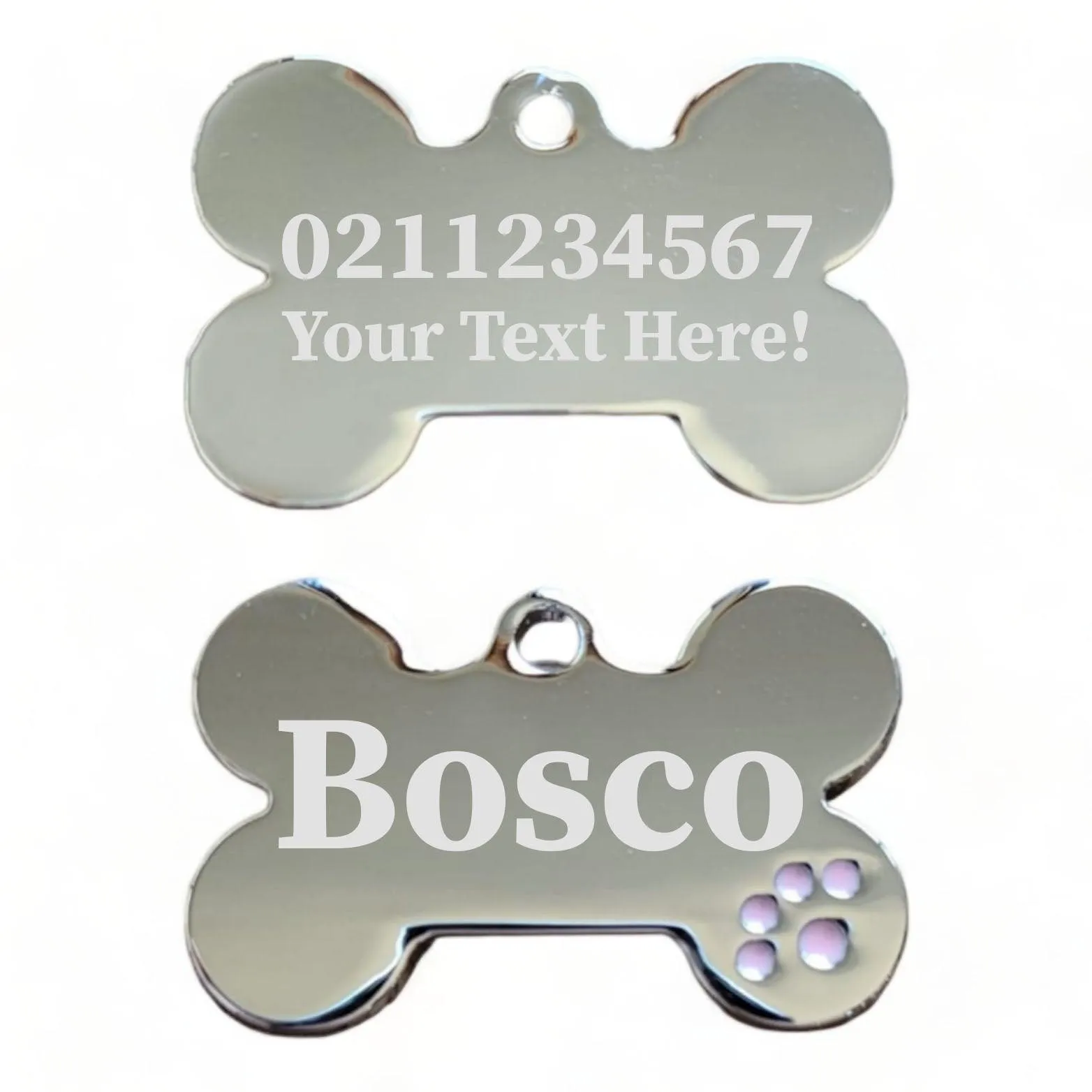 Custom Text | Dot Paw Bone | Dog ID Pet Tag