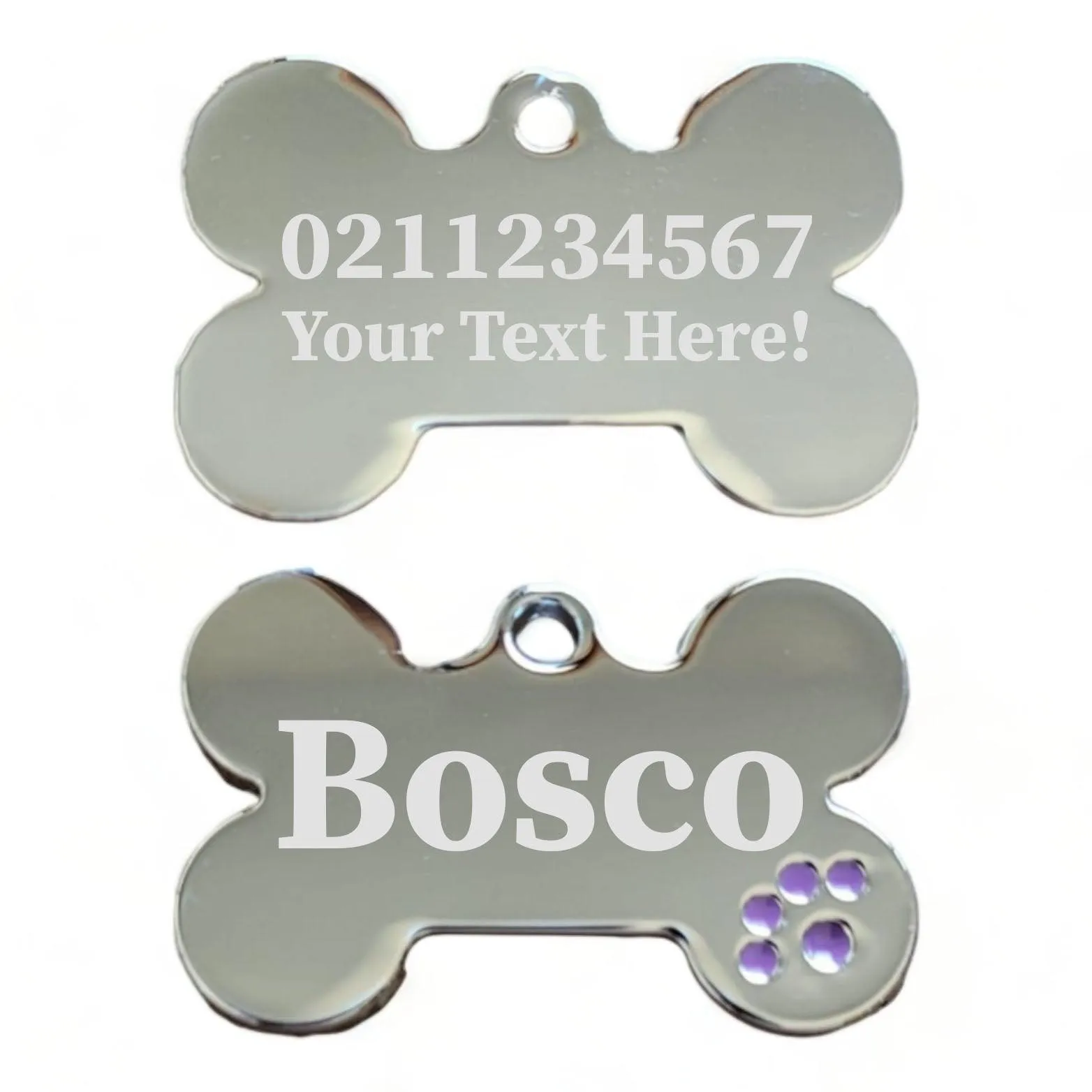Custom Text | Dot Paw Bone | Dog ID Pet Tag