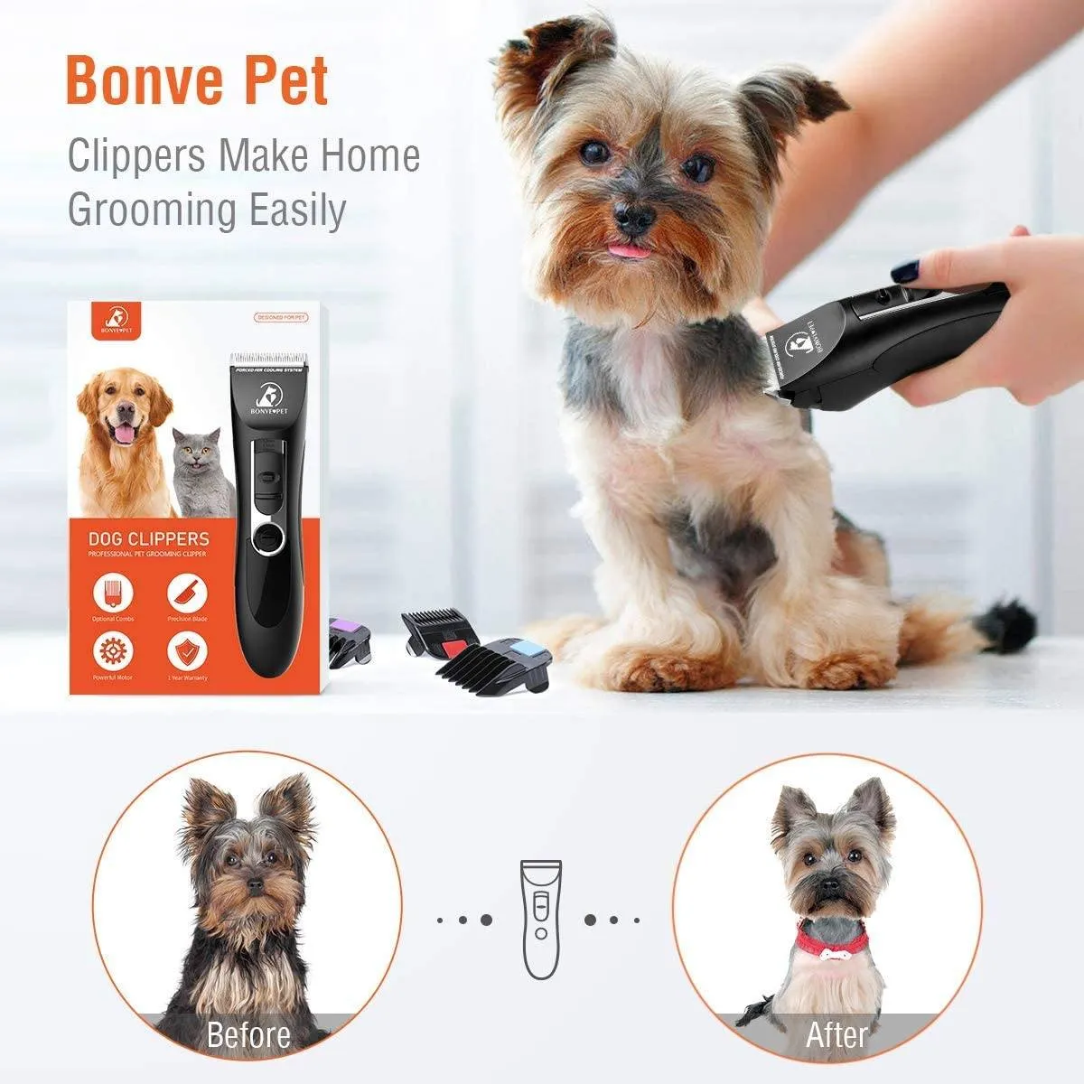 Dog & Cat Grooming Kit Noiseless Cordless Dog Grooming Clippers
