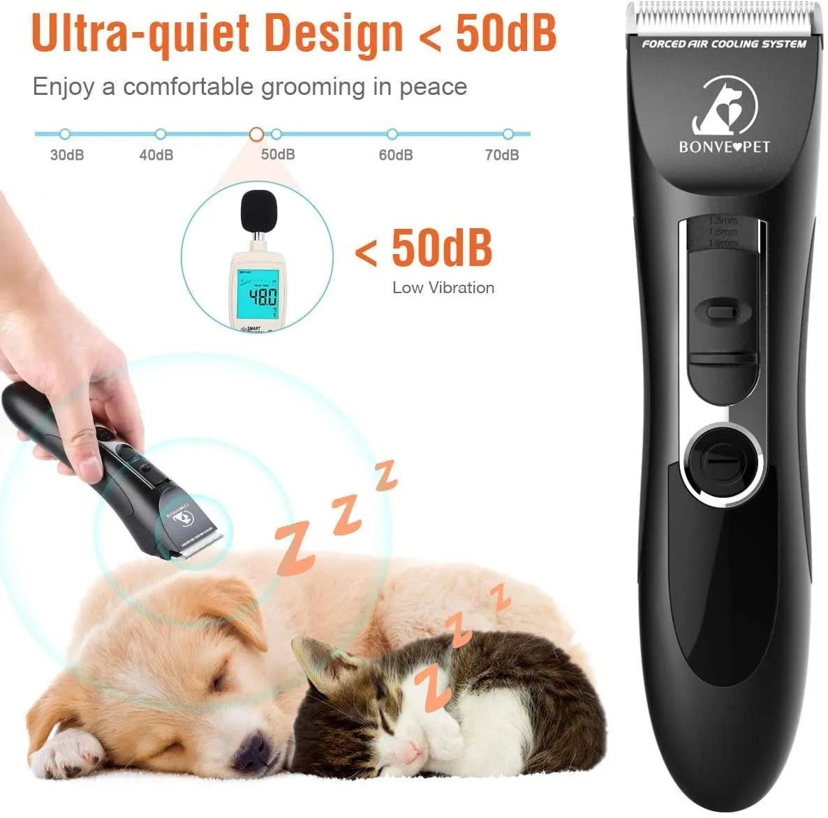 Dog & Cat Grooming Kit Noiseless Cordless Dog Grooming Clippers