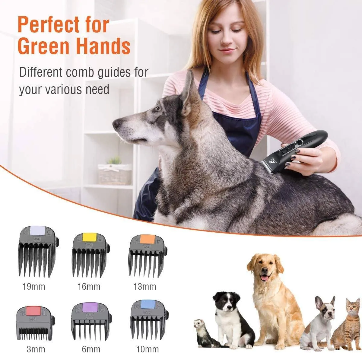 Dog & Cat Grooming Kit Noiseless Cordless Dog Grooming Clippers