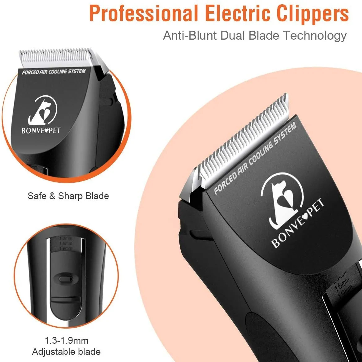 Dog & Cat Grooming Kit Noiseless Cordless Dog Grooming Clippers