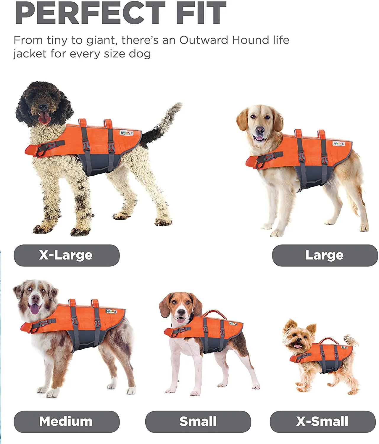 Dog Life Jacket with Chin Float - Outward Hound Quick Release, Adjustable Dog Life Preserver