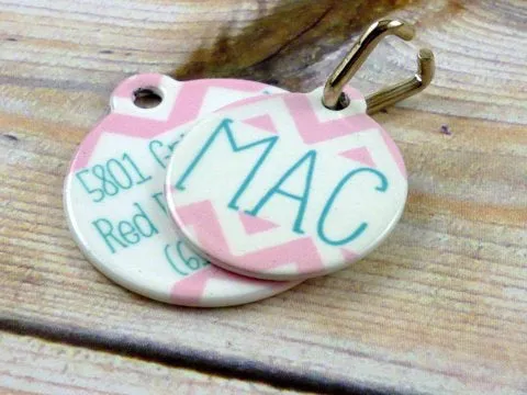 Green Chevron Personalized Pet tag