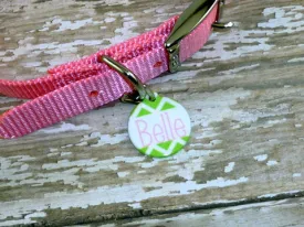 Green Chevron Personalized Pet tag