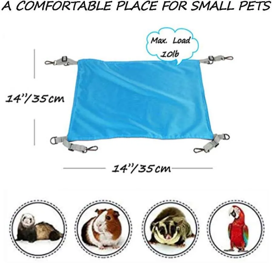HOMEYA Small Animal Guinea-Pig Hanging Hammocks Bed Pet Cage Hammock for Ferret Cat Rat Chinchilla Hamster Cavy Degu Cozy Activity Toy-Blue