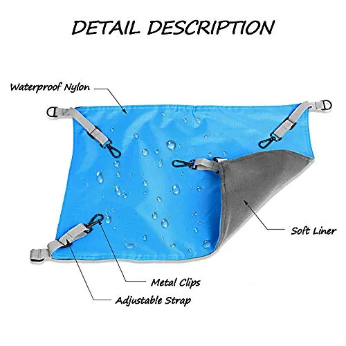 HOMEYA Small Animal Guinea-Pig Hanging Hammocks Bed Pet Cage Hammock for Ferret Cat Rat Chinchilla Hamster Cavy Degu Cozy Activity Toy-Blue