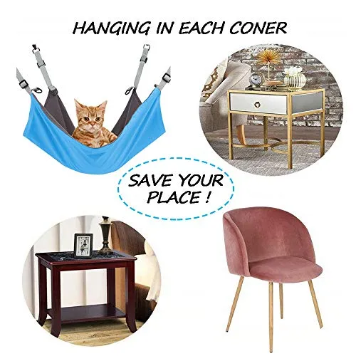HOMEYA Small Animal Guinea-Pig Hanging Hammocks Bed Pet Cage Hammock for Ferret Cat Rat Chinchilla Hamster Cavy Degu Cozy Activity Toy-Blue