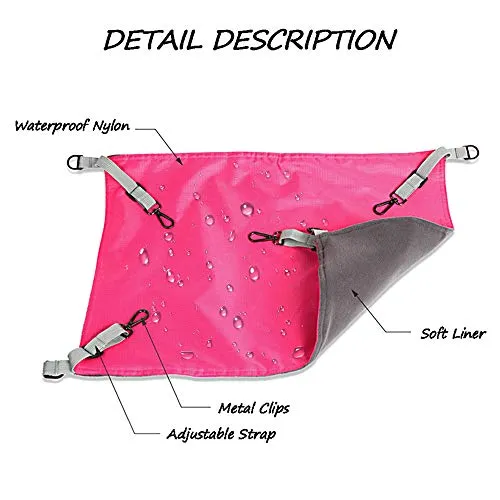 HOMEYA Small Animal Guinea-Pig Hanging Hammocks Bed Pet Cage Hammock for Ferret Cat Rat Chinchilla Hamster Cavy Degu Cozy Activity Toy-Pink