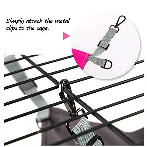HOMEYA Small Animal Guinea-Pig Hanging Hammocks Bed Pet Cage Hammock for Ferret Cat Rat Chinchilla Hamster Cavy Degu Cozy Activity Toy-Pink