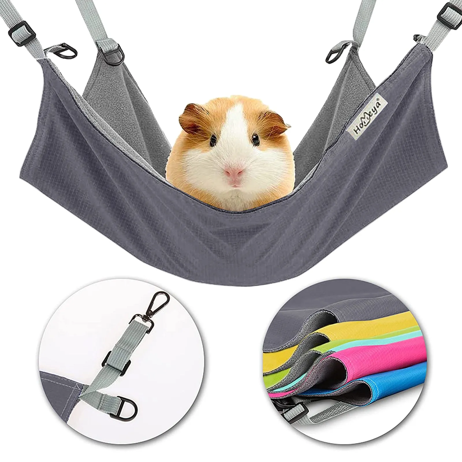 Homeya Small Animal Guinea-Pig Hanging Hammocks Bed Pet Cage Hammock for Ferret Cat Rat Chinchilla Hamster Cavy Degu Gerbil Rabbit Playing Cozy Activity Fun Toy-Grey
