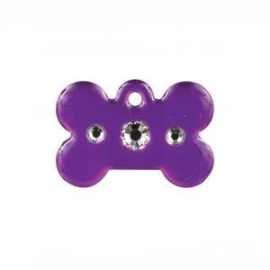 ID Tag - Large Purple Bone with Diamonds