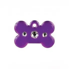 ID Tag - Large Purple Bone with Diamonds