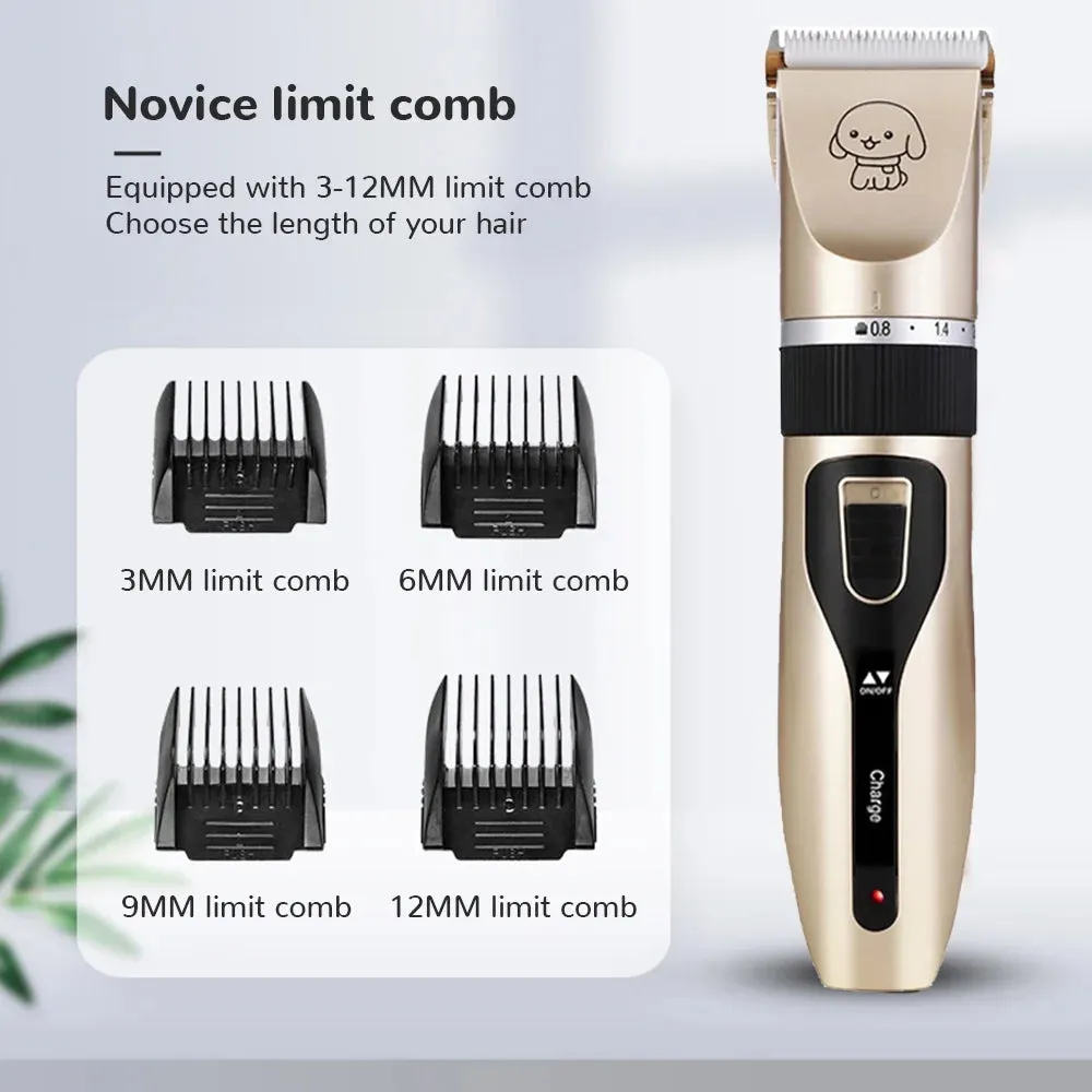 Low Noise Professional Pet Grooming Kit, Rechargeable Pet Hair Clipper for Dogs Cats with Thick Coats