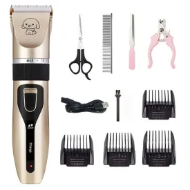 Low Noise Professional Pet Grooming Kit, Rechargeable Pet Hair Clipper for Dogs Cats with Thick Coats