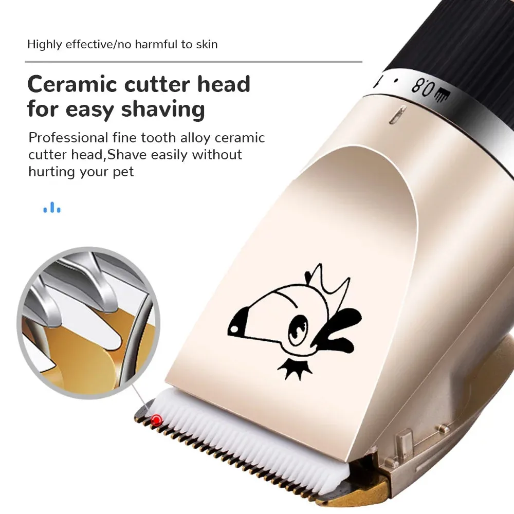 Low Noise Professional Pet Grooming Kit, Rechargeable Pet Hair Clipper for Dogs Cats with Thick Coats