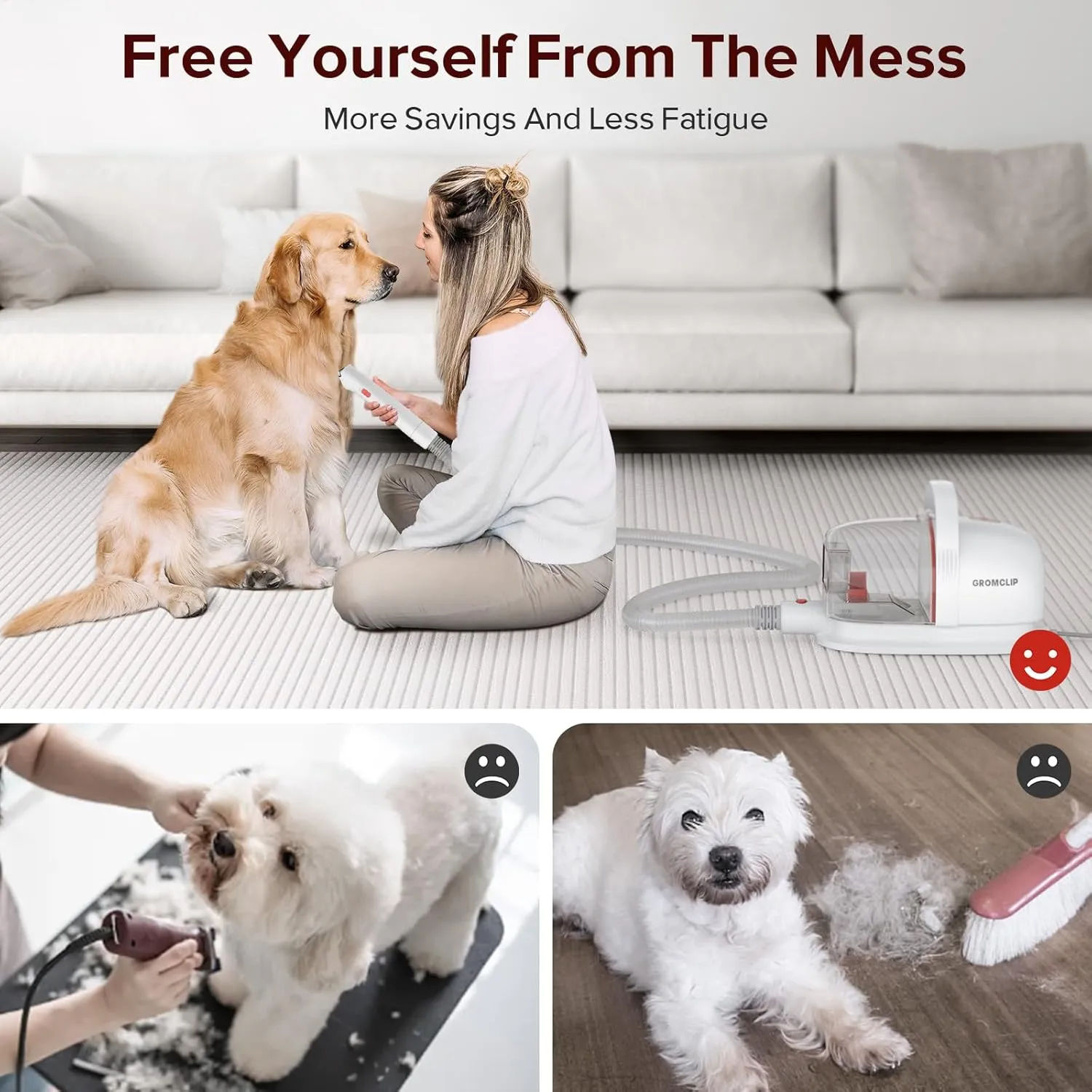 Maximize Home Pet Grooming Efficiency with Our 1.8L Low-Noise Dog Hair Vacuum Kit