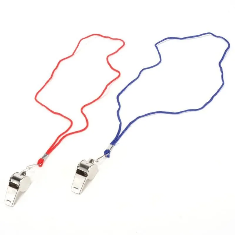 Metal Whistles 2pk With Red And Blue Cord