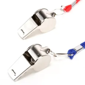 Metal Whistles 2pk With Red And Blue Cord