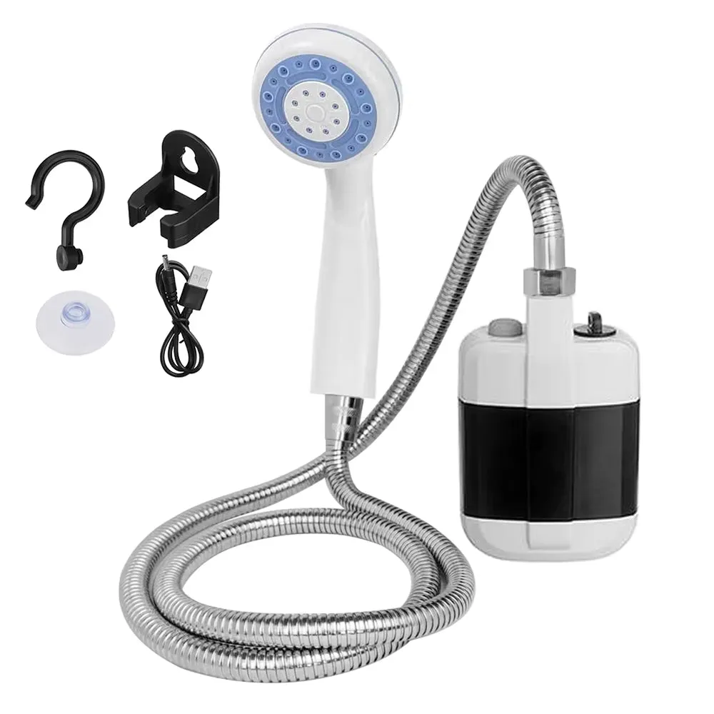 Outdoor Camping Shower Portable Rechargeable Shower Head Bathing 3.7V Pump 4.9Ft for Travel Hiking Beach Pet Cleaning Equipment