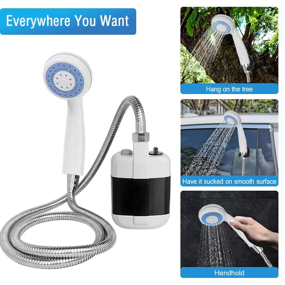 Outdoor Camping Shower Portable Rechargeable Shower Head Bathing 3.7V Pump 4.9Ft for Travel Hiking Beach Pet Cleaning Equipment