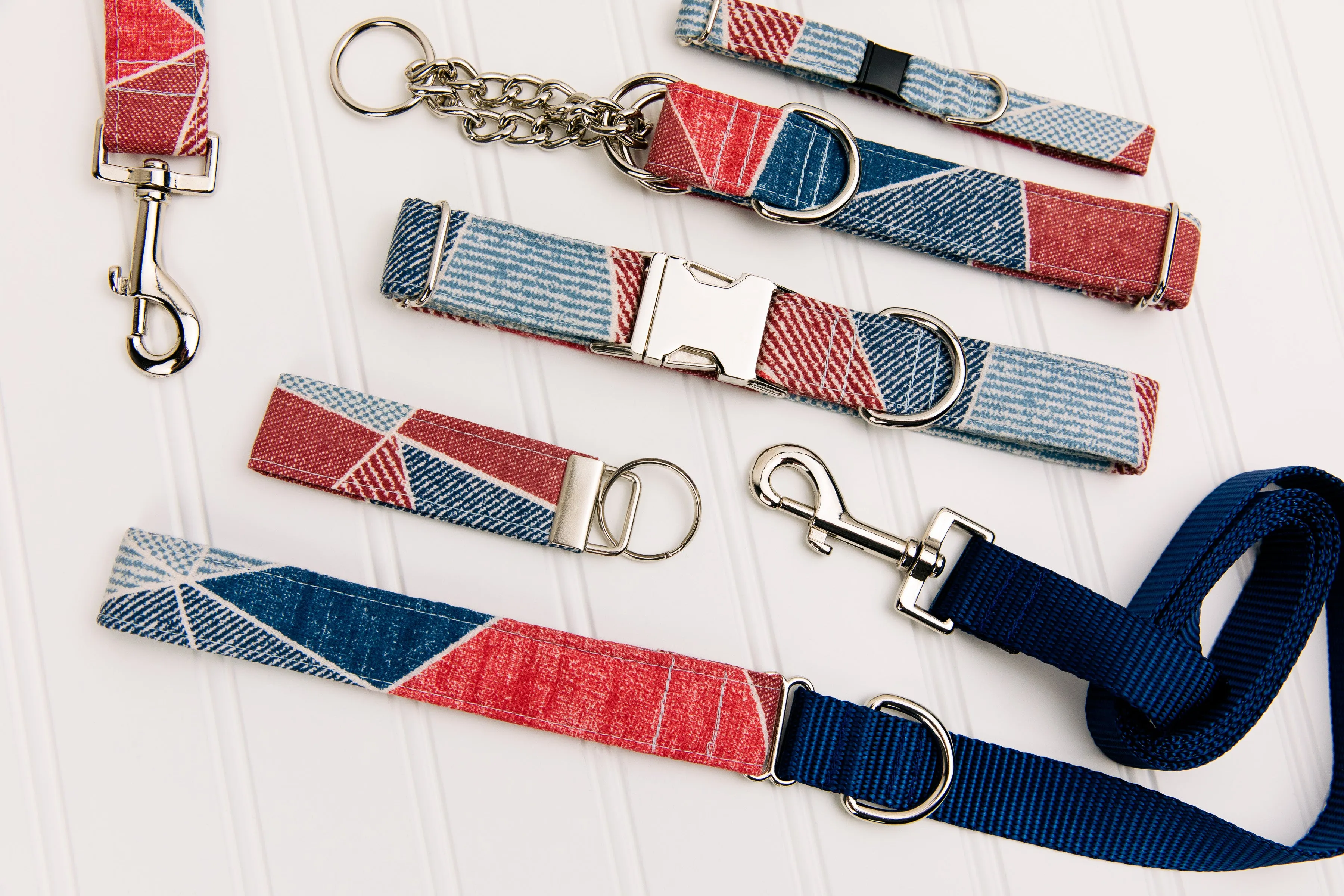 Patchwork Denim Matching Dog Leash