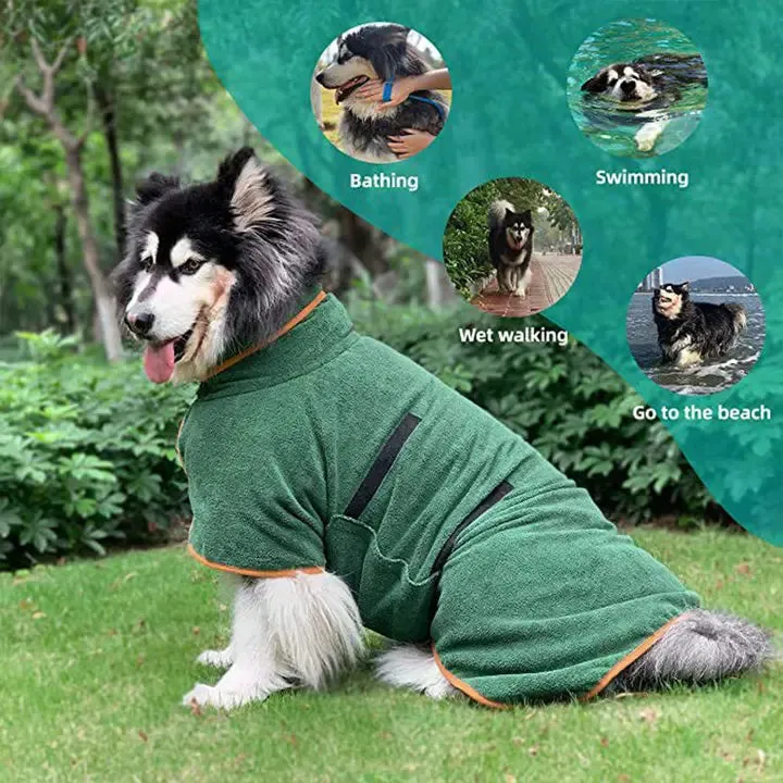 Pet Bathrobe – Fast Drying Microfiber Grooming Coat for Dogs | Absorbent, Soft, and Adjustable Towel for Small, Medium, and Large Dogs