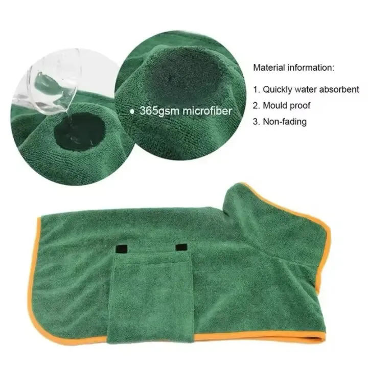Pet Bathrobe – Fast Drying Microfiber Grooming Coat for Dogs | Absorbent, Soft, and Adjustable Towel for Small, Medium, and Large Dogs