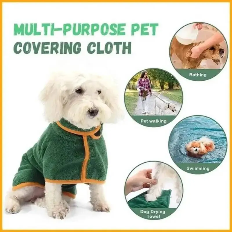 Pet Bathrobe – Fast Drying Microfiber Grooming Coat for Dogs | Absorbent, Soft, and Adjustable Towel for Small, Medium, and Large Dogs