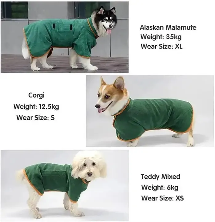 Pet Bathrobe – Fast Drying Microfiber Grooming Coat for Dogs | Absorbent, Soft, and Adjustable Towel for Small, Medium, and Large Dogs
