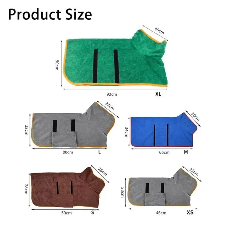 Pet Bathrobe – Fast Drying Microfiber Grooming Coat for Dogs | Absorbent, Soft, and Adjustable Towel for Small, Medium, and Large Dogs