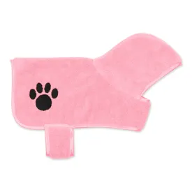 Pink Embroidered Paw X-Small Pet Robe